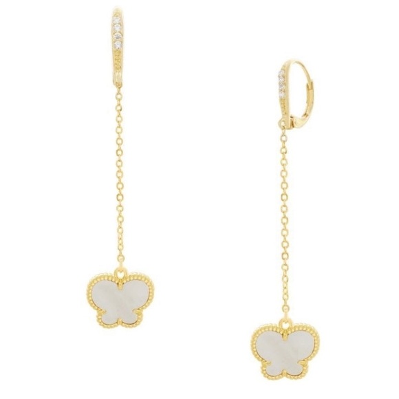 jan-kou Jewelry - NIB Jan-kou Butterfly Collection Mother of Pearl Drop Earrings 14k plated UFT